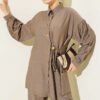 Gold Button Side Tie Two-Piece Set Mink - immagine 2
