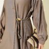 Gold Button Side Tie Two-Piece Set Mink - immagine 4