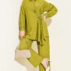 Gold Button Side Tie Two-Piece Set Gold