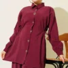 Floral Button Side Tunic Set Burgundy - Imagen 2