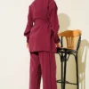 Floral Button Side Tunic Set Burgundy - Imagen 3