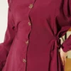 Floral Button Side Tunic Set Burgundy - Imagen 4