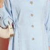 Floral Button Side Tunic Set Blue - immagine 4