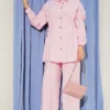 Floral Button Side Tunic Set Pink