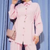 Floral Button Side Tunic Set Pink - Afbeelding 2
