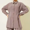 Floral Button Side Tunic Set Mink - Image 2