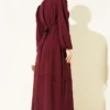 Belted Evening Dress with Gold Buckle Burgundy – Bild 3