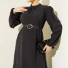 Belted Evening Dress with Gold Buckle Gold – Image 2