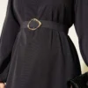 Belted Evening Dress with Gold Buckle Gold – Image 4