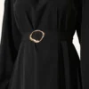 Belted Evening Dress with Gold Buckle Black – Image 4