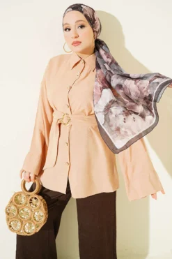 Shirt with Gold Buckle Belt Gold