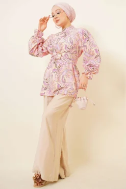 Vue alternative de Paisley Pattern Tunic Pink