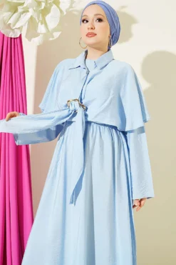Alternative view of Cloak with Gold Buckle Three-Piece Set Blue