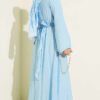 Dress with Front Tie and Gold Buckle Blue - immagine 3