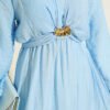 Dress with Front Tie and Gold Buckle Blue - immagine 4