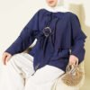 Shirt with Cloak and Gold Buckle Navy Blue
