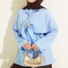 Shirt with Cloak and Gold Buckle Blue