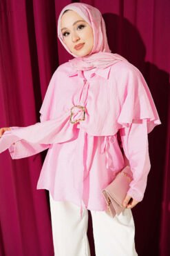 Shirt with Cloak and Gold Buckle Pink