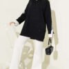 Shirt Panel Stone Embellished Tunic Dark Navy - الصورة 2