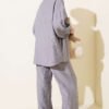 Shirt Collar Stitch Detail Two-Piece Set Grey – Image 3