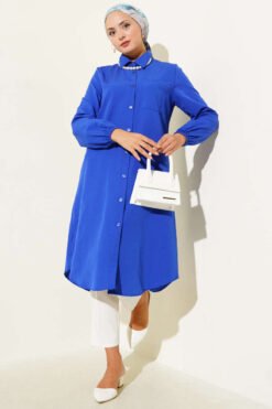 Vista alternativa de Shirt Collar Single Pocket Long Shirt