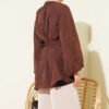Rose Brooch Self-Belted Tunic Brown - immagine 3
