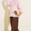 Rose Brooch Self-Belted Tunic Pink - Afbeelding 2