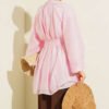 Rose Brooch Self-Belted Tunic Pink - Afbeelding 3