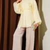 Rose Brooch Self-Belted Tunic Yellow - Afbeelding 2