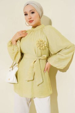 Rose Brooch Self-Belted Tunic