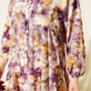 Rose Printed Half Button Dress Plum - Image 4