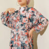 Rose Printed Half Button Dress Petrol – Bild 2