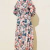 Rose Printed Half Button Dress Petrol – Bild 3