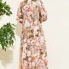 Rose Printed Half Button Dress Mink - Imagen 3