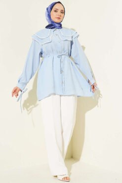 Alternative view of Lace Double Sailor Collar Shirt Baby Blue