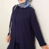 Cardigan Set with Side Slits Navy Blue - Afbeelding 2