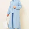 Cardigan Set with Side Slits Blue