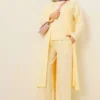 Cardigan Set with Side Slits Yellow