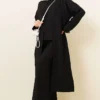 Cardigan Set with Side Slits Black