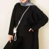 Cardigan Set with Side Slits Black - immagine 2