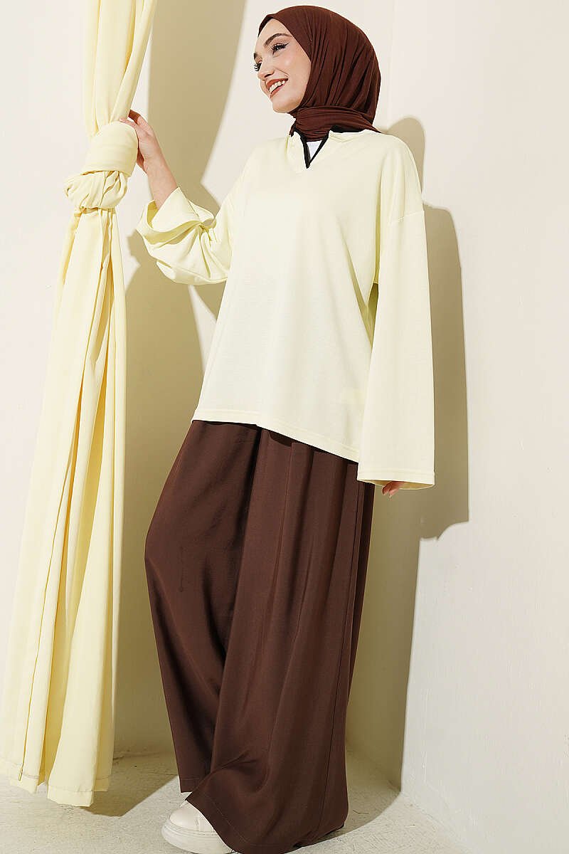 Mandarin Collar Loosely Fitted Tunic Yellow - Image 2