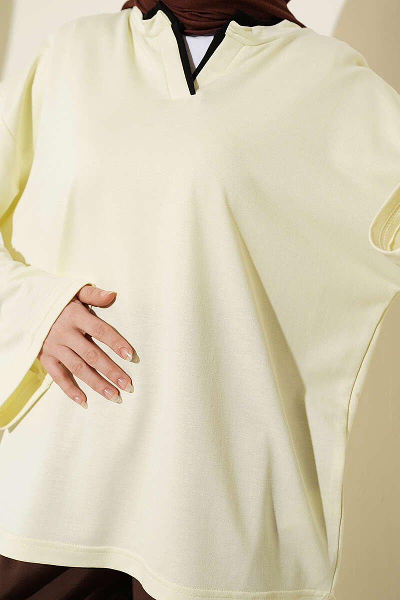 Mandarin Collar Loosely Fitted Tunic Yellow - Image 4