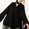 Mandarin Collar Loosely Fitted Tunic Black