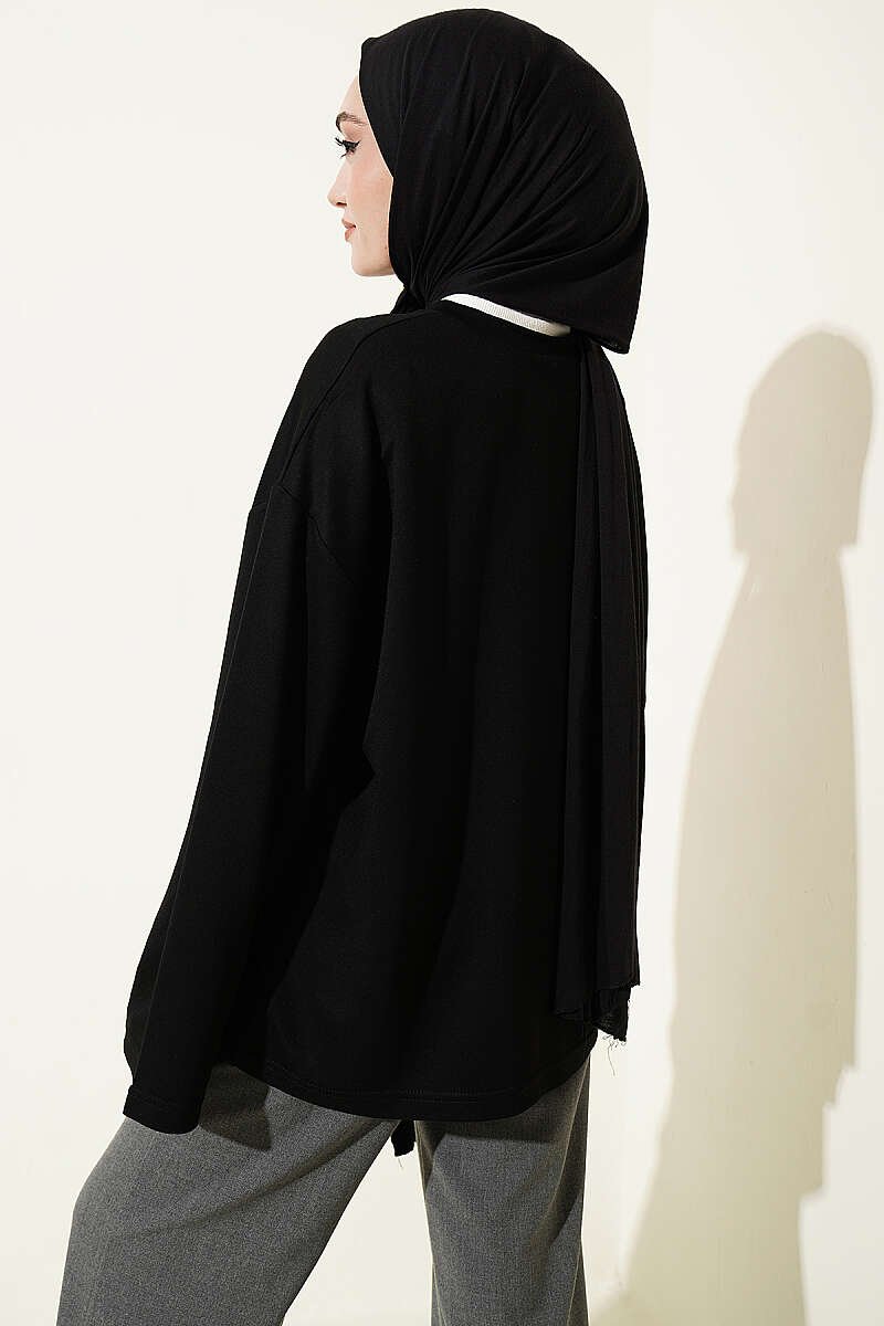 Mandarin Collar Loosely Fitted Tunic Black - Image 3