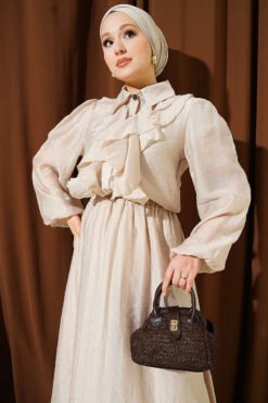 Vue alternative de Gold Button Front Ruffled Skirt Set Stone