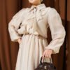 Gold Button Front Ruffled Skirt Set Stone wholesale clothing set view 2 - Hicabistan Turkey factory
