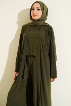 Alternative Ansicht von Cardigan Basic Sandy Three-Piece Set Khaki