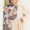 Floral Pattern Detailed Bamboo Crinkle Scarf