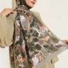 Floral Pattern Detailed Bamboo Crinkle Scarf Khaki - Afbeelding 2