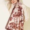 Floral Pattern Detailed Bamboo Crinkle Scarf Brown - Imagen 2